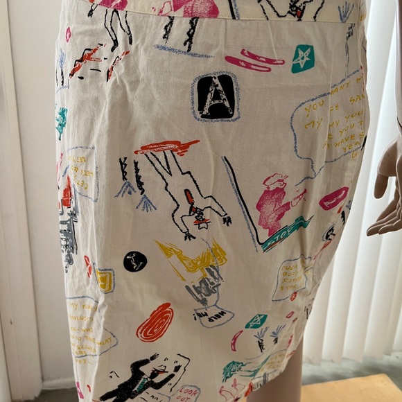 Vintage 80s Jag Graffiti Print Strapless Summer Cotton Button Front Dress M - Picture 12 of 16